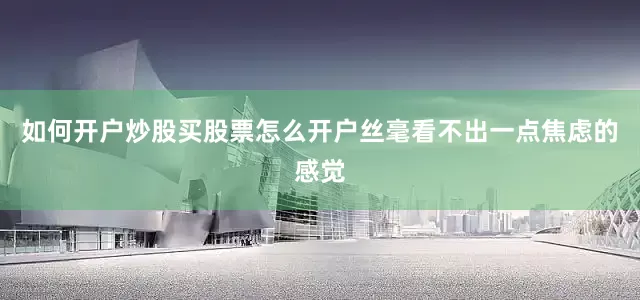 如何开户炒股买股票怎么开户丝毫看不出一点焦虑的感觉